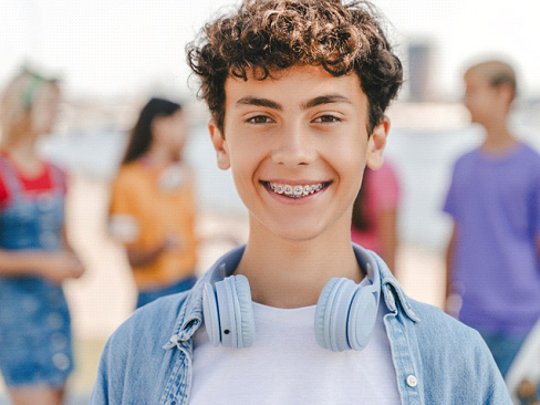 teen boy with braces