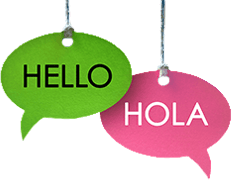 Hello and Hola signs