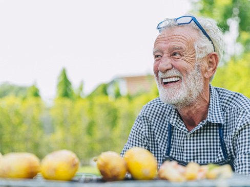 Smiling man with dentures