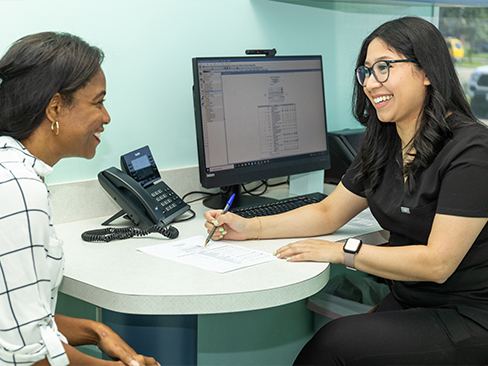 Smiling woman in dental office