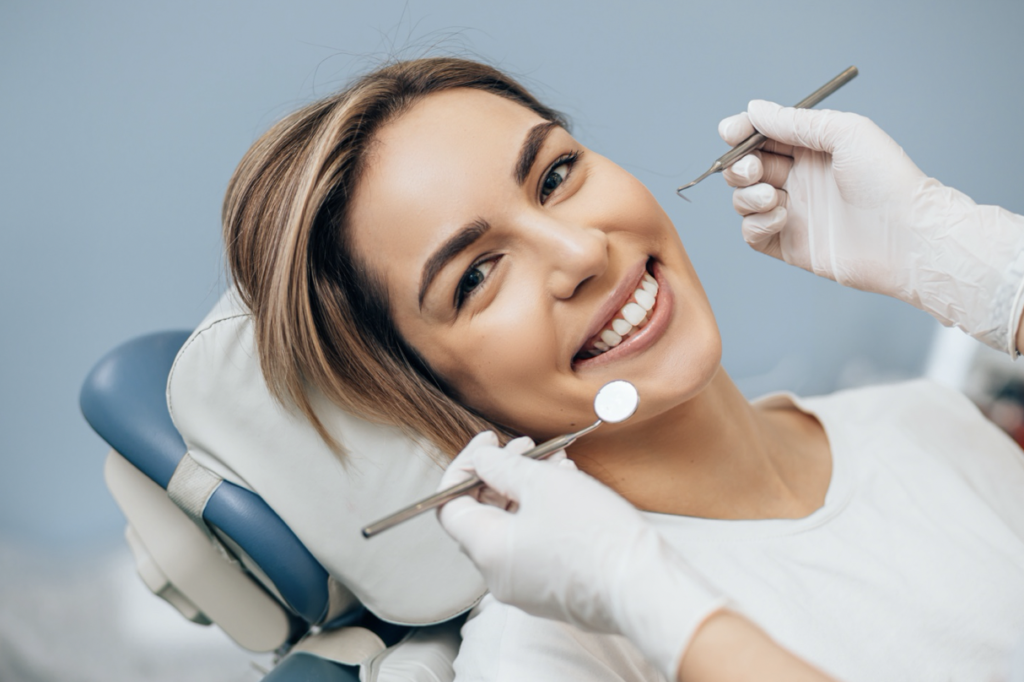 woman getting a dental checkup  