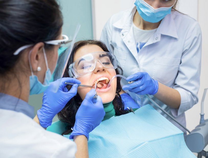 Patient undergoing dental surgery